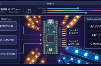 Roshni LED controller dashboard showing dual output configuration and performance metrics