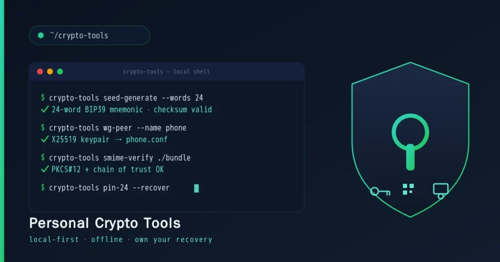 Личные крипто-инструменты — personal crypto tools, local-first security CLI