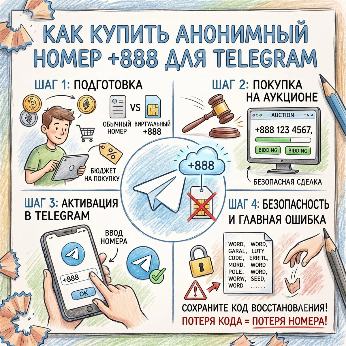 Как купить анонимный номер +888 для Telegram