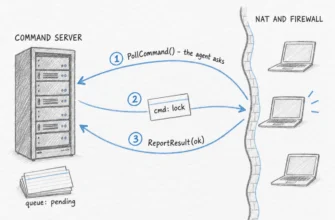 Go Guard: the command travels from the device, not to it: the agent polls the command server