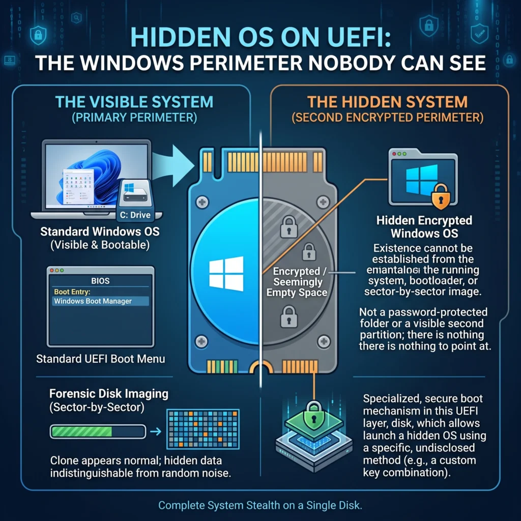 Hidden OS on UEFI: two independent encrypted Windows perimeters on one disk