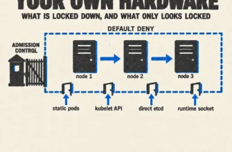 A Kubernetes cluster on bare metal: three nodes behind a default deny fence and four doors that bypass admission control